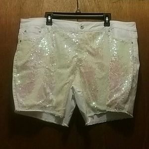 White sequined shorts